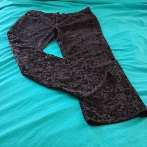 Lauren By Ralph Lauren Black Burnout Velvet Straight Leg Jeans Size 16 NWT